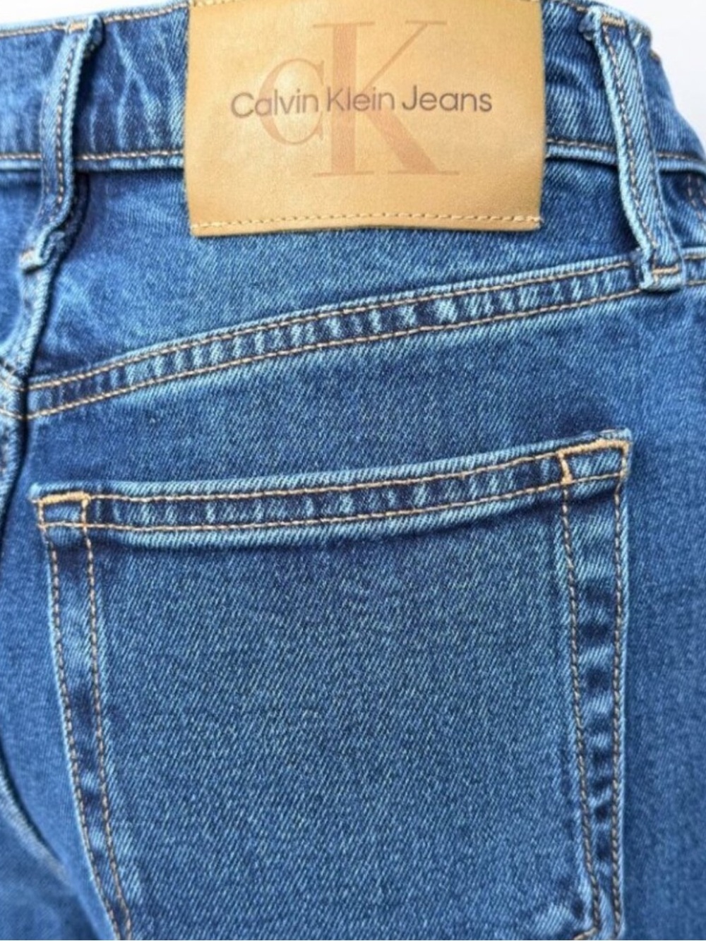 Calvin Klein Women's Ultra High Blue Flare/Wide Leg Cargo Jeans